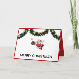 Cartão De Festividades Santa Playing Baseball Christmas Card