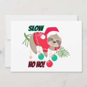 Cartão De Festividades Santa Preguiça Lento Ho Ho Fofo e Divertido