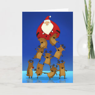 Cartão De Festividades Santa & Reindeer (Blank Card)