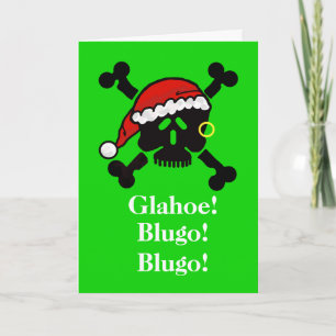 Cartão De Festividades Santa Skull and Crossbones Funny Christmas Card