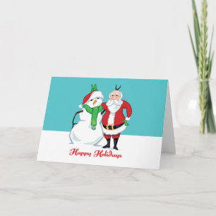 Cartão De Festividades Santa Snowman Photo