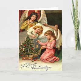 Cartão De Festividades Santa Vintagem para Crianças do Natal
