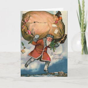 Cartão De Festividades "Santa with a huge sack of Toys" Card