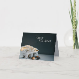 Cartão De Festividades Santa's bag with twinkle lights, pine cones & nuts