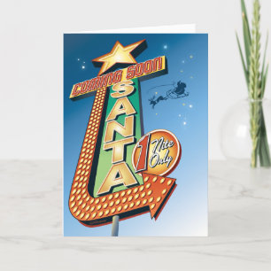 Cartão De Festividades Santas Brevemente Neon Sign Retro Christmas Card