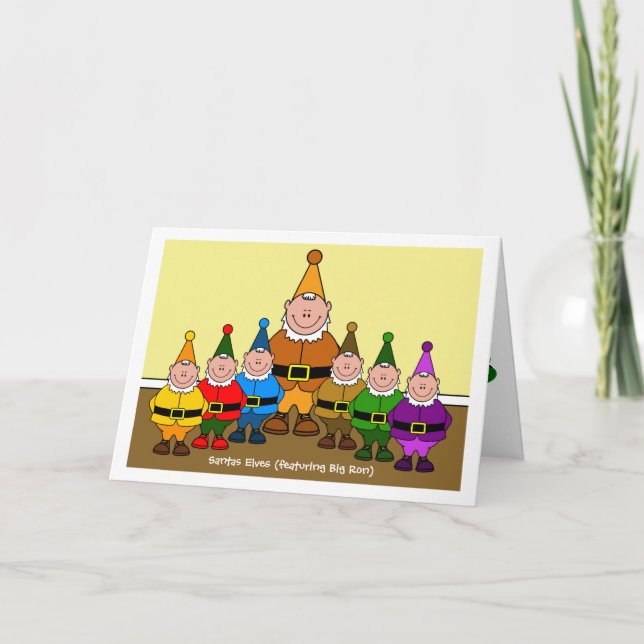 Cartão De Festividades Santas Elves (com Big Ron) (Frente)