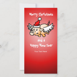Cartão De Festividades Santa's Flying Christmas Pig