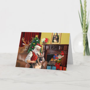 Cartão De Festividades Santa's German Shepherd