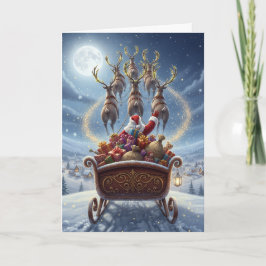 Cartão De Festividades Santa's Sleigh Ride - Christmas Greeting Card