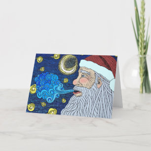Cartão De Festividades Santa's Starry Night in color