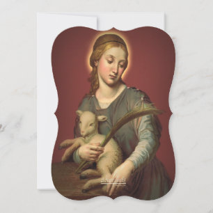 Cartão De Festividades Santo Agnes de Roma com Oração