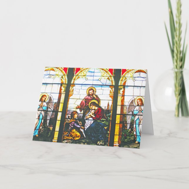Cartão De Festividades Santo Anjos - Natal de Vidro Manchado (Frente)