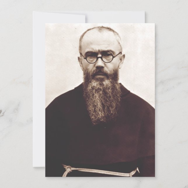 Cartão De Festividades Santo Maximilian Kolbe padre católico polonês (Frente)