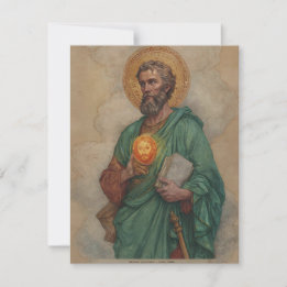 Cartão De Festividades São Judas Segurando Ícone Sagrado e Livro