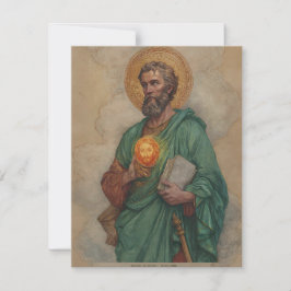 Cartão De Festividades São Judas Segurando Ícone Sagrado e Livro