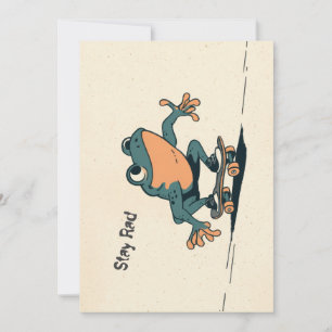Cartão De Festividades Sapo de Skate – Arte de Animal de Desenho Animado