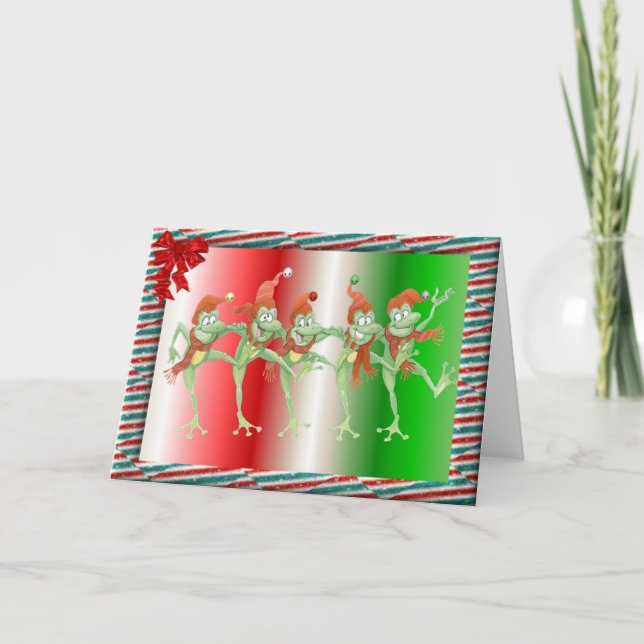 Cartão De Festividades Sapos do Natal (Frente)