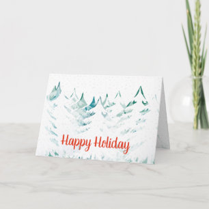 Cartão De Festividades Sasons Saudações Snow Laden Árvores Branco Natal