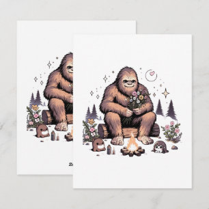 Cartão De Festividades Sasquatch Segurando Flores