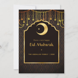 Cartão De Festividades Saudação à Colagem de Fotos da Família Eid Mubarak