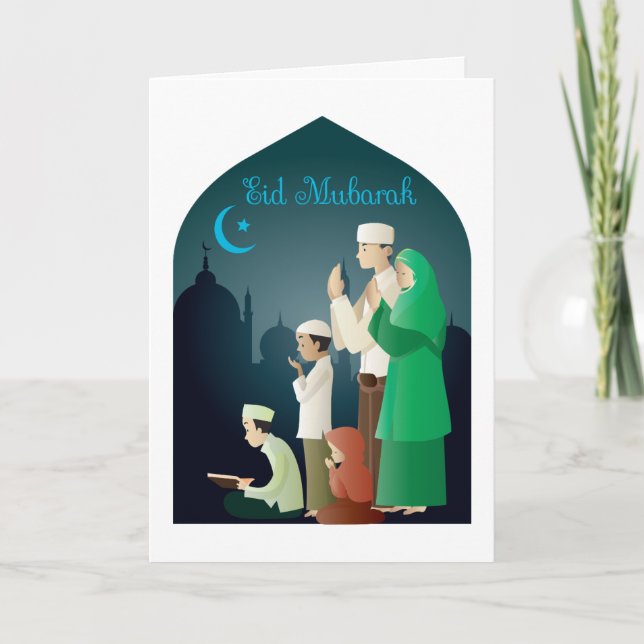 Cartão De Festividades Saudação à Foto da Família Eid Mubarak (Frente)