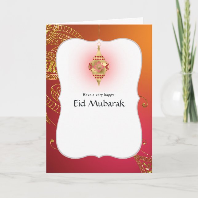 Cartão De Festividades Saudação à Foto da Família Eid Mubarak (Frente)