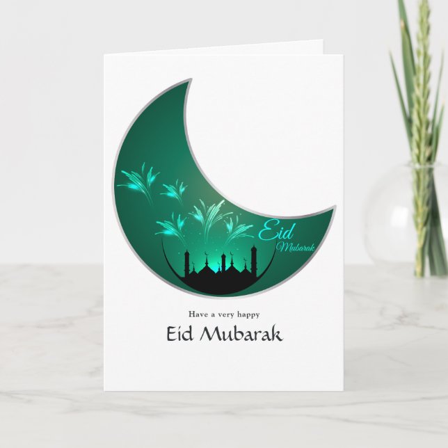 Cartão De Festividades Saudação à Foto da Família Eid Mubarak (Frente)