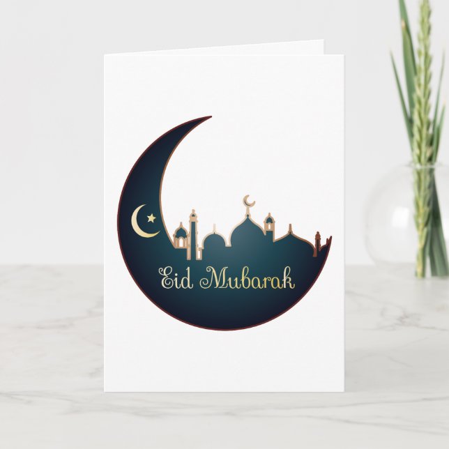 Cartão De Festividades Saudação à Foto da Família Eid Mubarak (Frente)