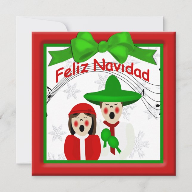 Cartão De Festividades Saudação ao Casal de Caroleiros Mexicanos de Natal (Frente)