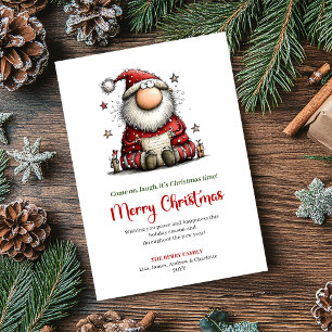 Cartão De Festividades Saudação Clássica e Divertida de Natal com Papai N