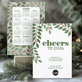 Cartão De Festividades Saudação comercial com calendário e logotipo 2024