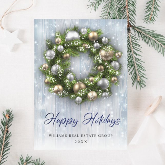 Cartão De Festividades Saudação corporativa ao Enfeites de natal elegante (Criador carregado)