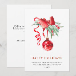 Cartão De Festividades Saudação corporativa ao Enfeites de natal elegante