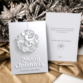 Cartão De Festividades Saudação Corporativa da Árvore de Natal do Ornamen