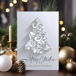 Cartão De Festividades Saudação Corporativa da Árvore de Natal do Ornamen