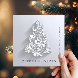 Cartão De Festividades Saudação Corporativa da Árvore de Natal do Ornamen