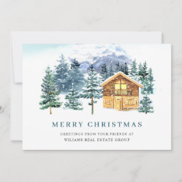 Cartão De Festividades Saudação Corporativa de Natal da Árvore Elegante