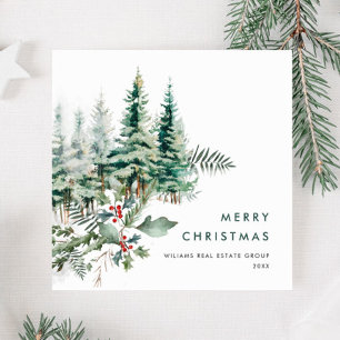 Cartão De Festividades Saudação Corporativa de Natal da Árvore Elegante