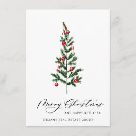 Cartão De Festividades Saudação Corporativa de Natal da Árvore Elegante
