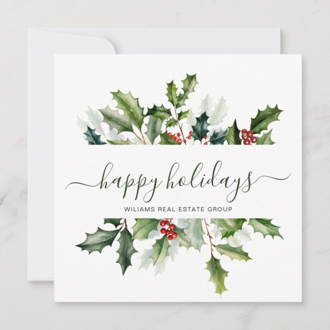 Cartão De Festividades Saudação Corporativa Mistura de Aquarela de Natal (Frente)