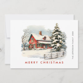 Cartão De Festividades Saudação da Árvore de Natal da Fazenda Vermelha