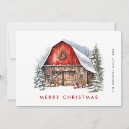 Cartão De Festividades Saudação da Árvore de Natal da Fazenda Vermelha