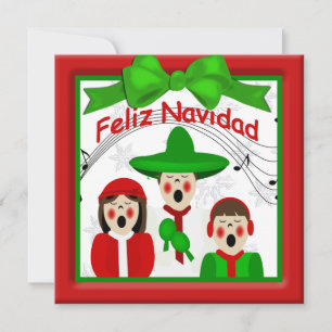 Cartão De Festividades Saudação da Família Carolers do Natal Mexicano