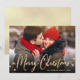 Cartão De Festividades Saudação da FOTO de Natal do Ouro Moderno