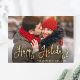 Cartão De Festividades Saudação da FOTO de Natal do Ouro Moderno