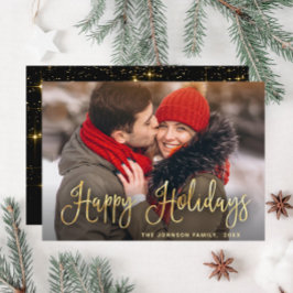 Cartão De Festividades Saudação da FOTO de Natal do Ouro Moderno