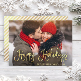 Cartão De Festividades Saudação da FOTO de Natal do Ouro Moderno