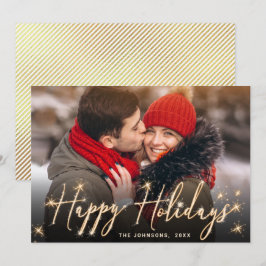 Cartão De Festividades Saudação da FOTO de Natal do Ouro Moderno