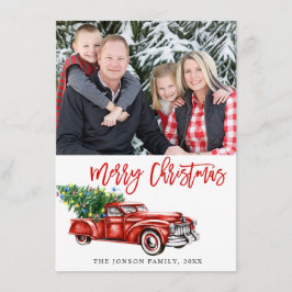 Cartão De Festividades Saudação da FOTO do Caminhão de Natal Clássico