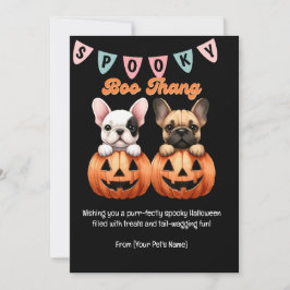 Cartão De Festividades Saudação de Cachorro Bulldog Francês de Halloween